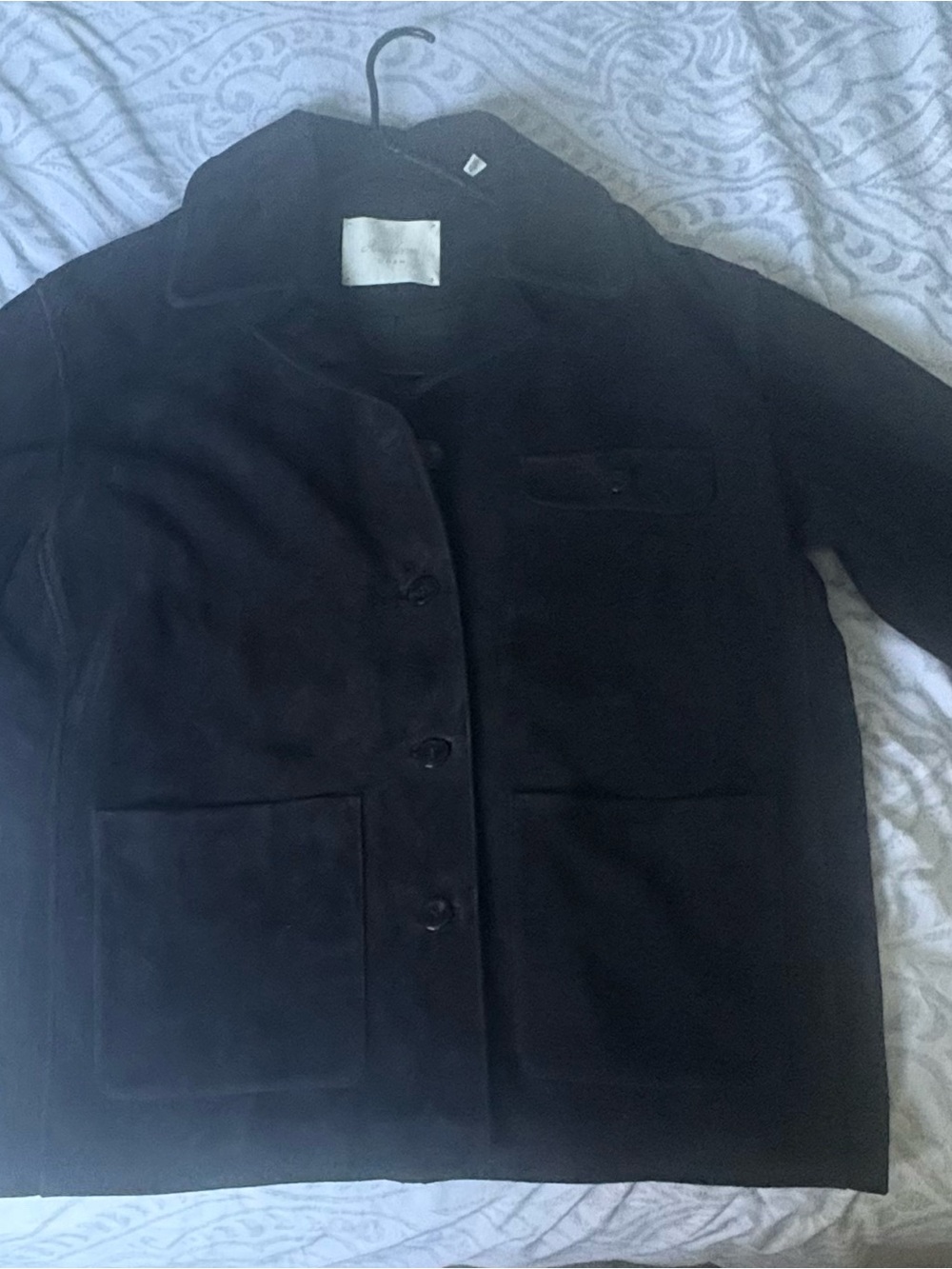 Doen Carson Suede Jacket Women's Black Suede Button-Front Jacket
